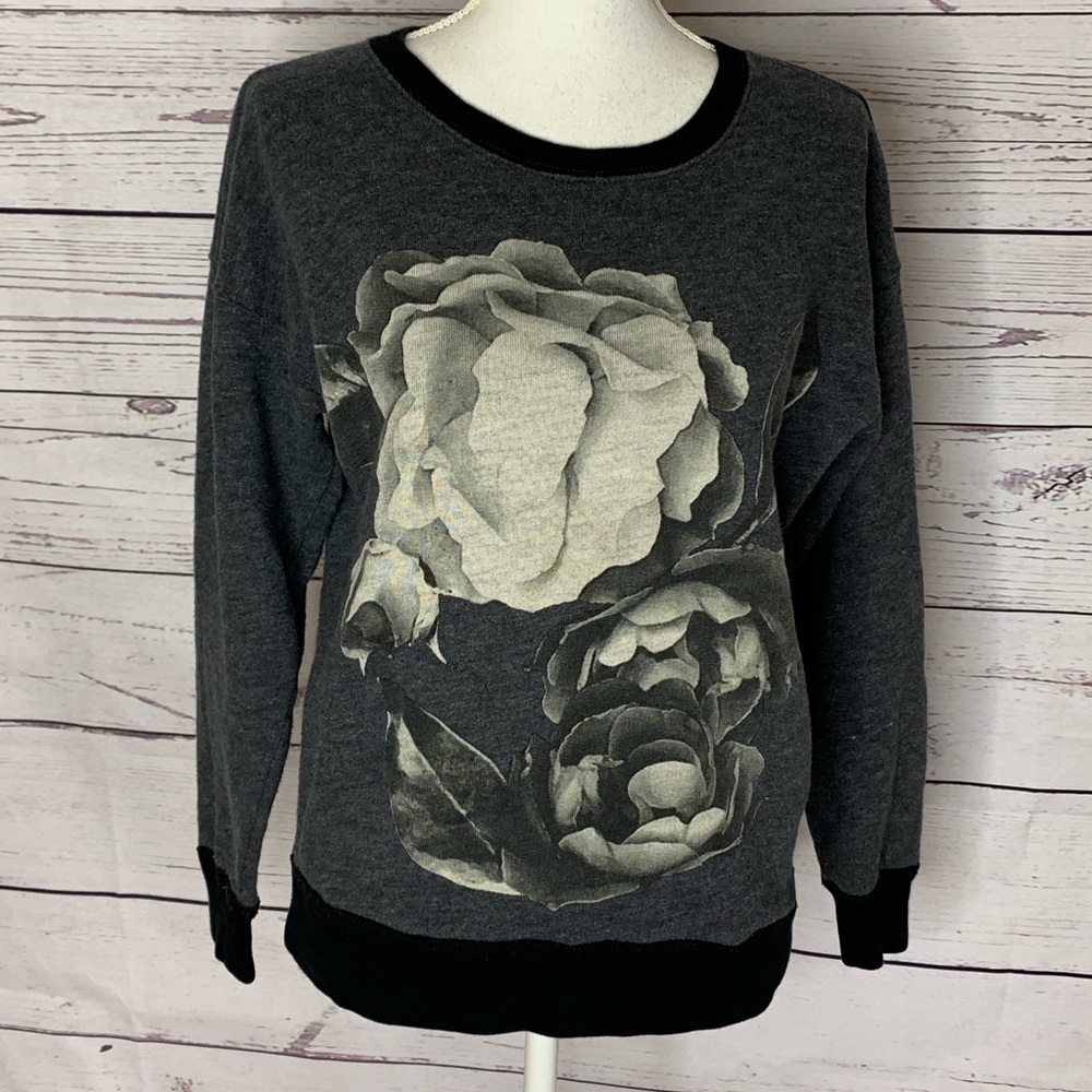 Heather gray J Crew sweatshirt with roses size XS